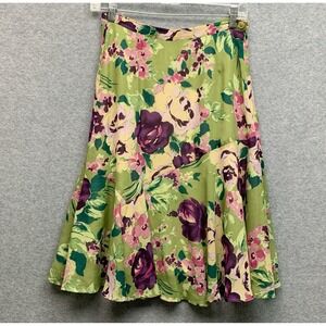 Coldwater Creek Skirt Bias Detail Green PXS Romantic Feminine Floral Fairy